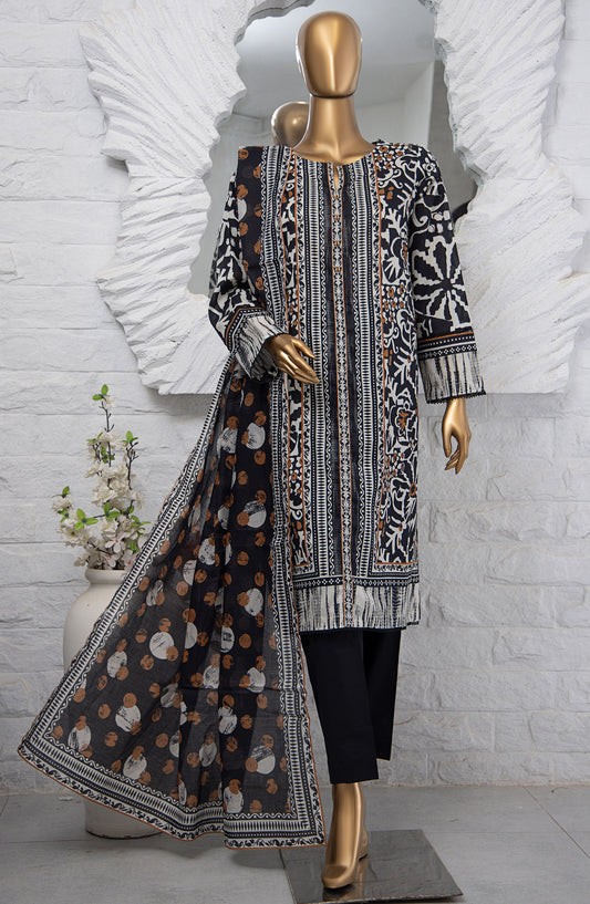 HZ Textile Printed Lawn Unstitched 3 Piece Suit - PPC-204 - HZ25PDPL - Black - Summer Collection