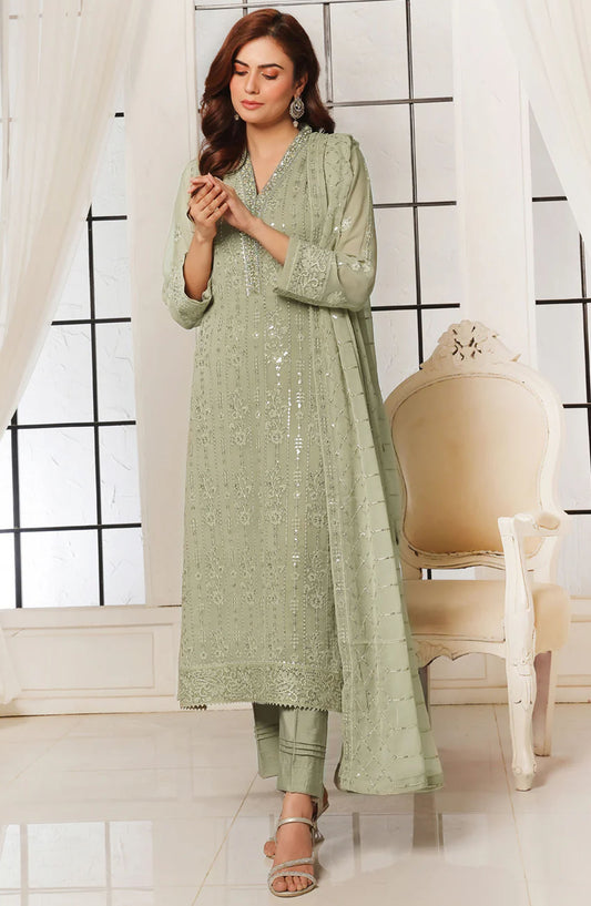 Aura by Shamooz Embroidered Chiffon Stitched 3 Piece Suit - SEM-0790 - SMZ25AU - Green - Festive Collection