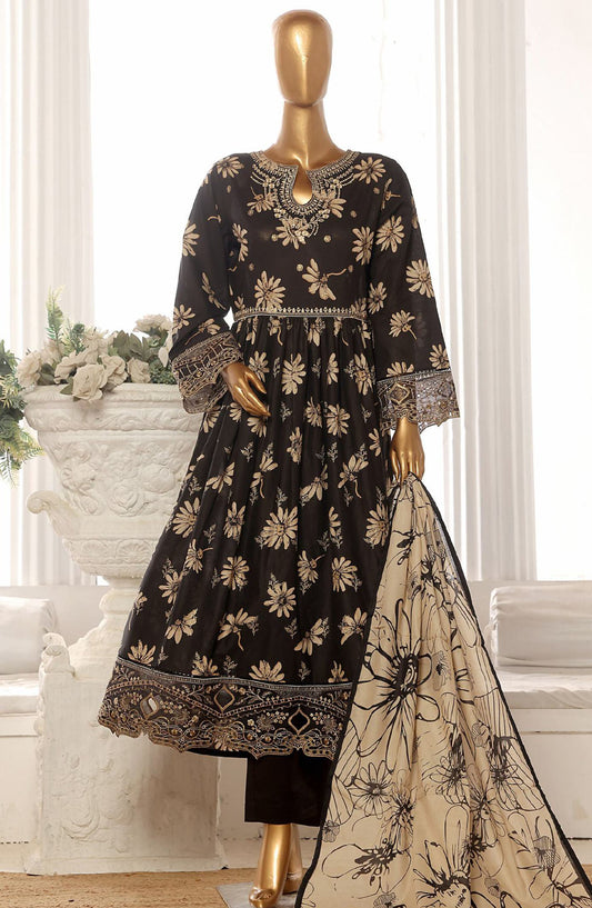 Bin Saeed Embroidered Lawn Stitched 3 Piece Frock - SM-608 - BS25LFV2 - Black - Summer Collection