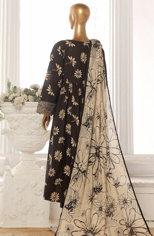 Bin Saeed Embroidered Lawn Stitched 3 Piece Frock - SM-608 - BS25LFV2 - Black - Summer Collection