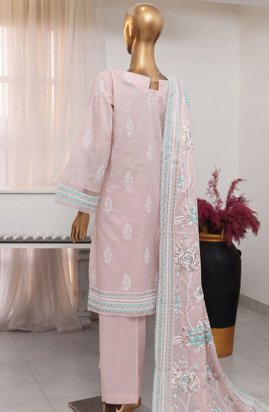 HZ Textile Printed Lawn Stitched 3 Piece Suit - SSP-3P-018 Dove - HZ25FHGE - Pink - Eid Collection