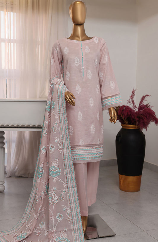 HZ Textile Printed Lawn Stitched 3 Piece Suit - SSP-3P-018 Dove - HZ25FHGE - Pink - Eid Collection