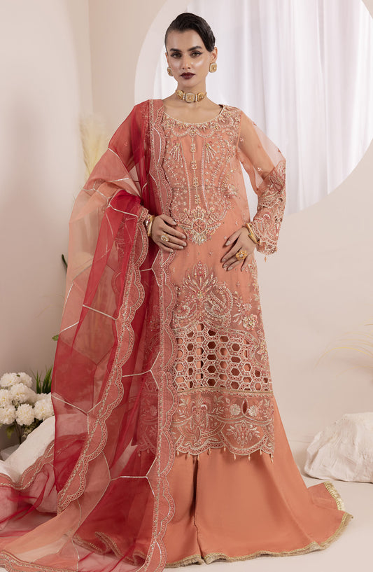 Aaraish by Diara Couture Embroidered Organza Stitched 3 Piece Suit - US-645 NOSHEEN - DC25AA - Pink - Formal Collection