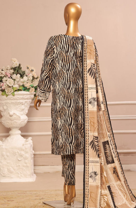 Bin Saeed Embroidered Lawn Stitched 3 Piece Suit - WC-44 - BS25EL3PCV5 - Brown - Summer Collection