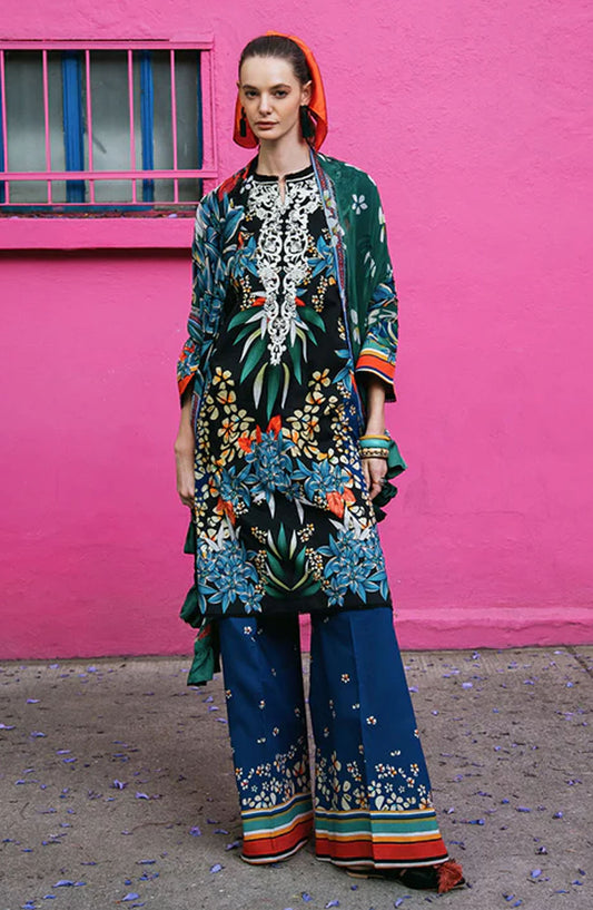 Hemline by Mushq Embroidered Lawn Unstitched 3 Piece Suit - Life of Irises - MQ25LDHP - Blue - Summer Collection