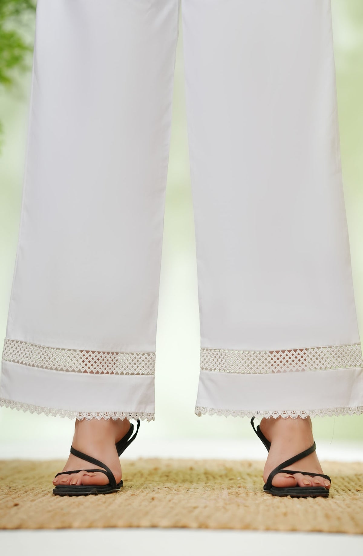 Amna Khadija Fine Cotton Plazo - AM25TR - 05 - White - Casual Collection