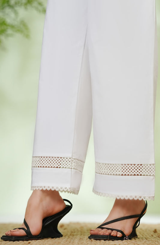 Amna Khadija Fine Cotton Plazo - AM25TR - 05 - White - Casual Collection
