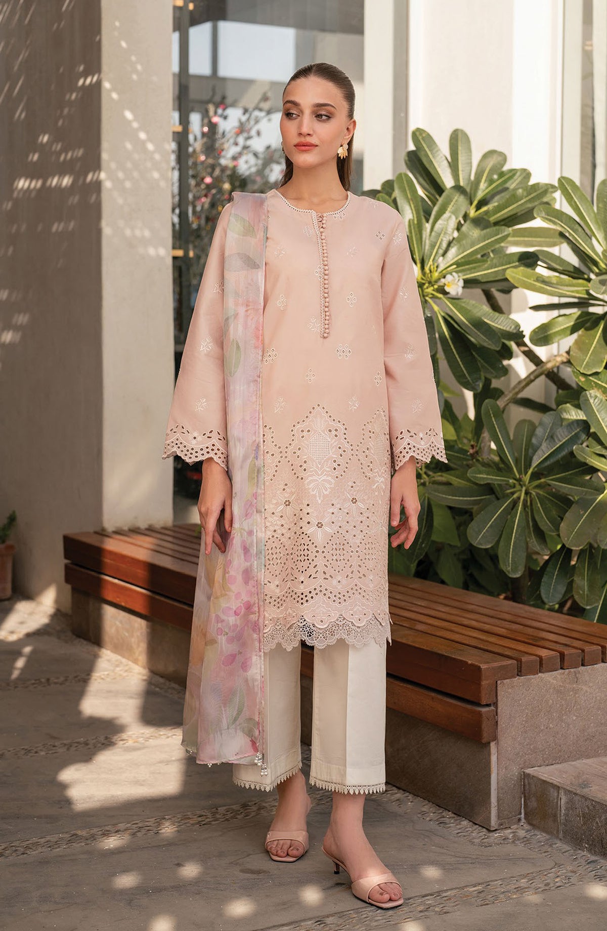 Xenia Embroidered Lawn Unstitched 3 Piece Suit - Flamingo - XF25SA - Pink - Summer Collection