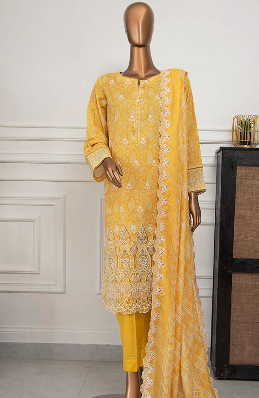 Nakshkari by HZ Textile Embroidered Lawn Unstitched 3 Piece Suit - A-962 - HZ25NE - Yellow - Summer Collection