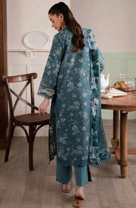 Neeshay Embroidered Lawn Unstitched 3 Piece Suit - Botanic Flow - NSH25SL2 - Blue - Summer Collection