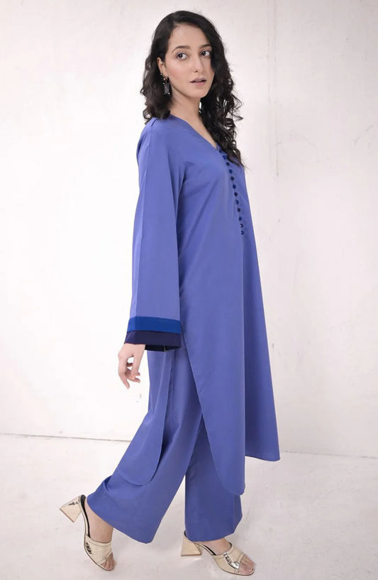 Zauk Casual Georgette 2 Piece Suit - Cornflower Blue - ZK25CC - Blue - Casual Collection