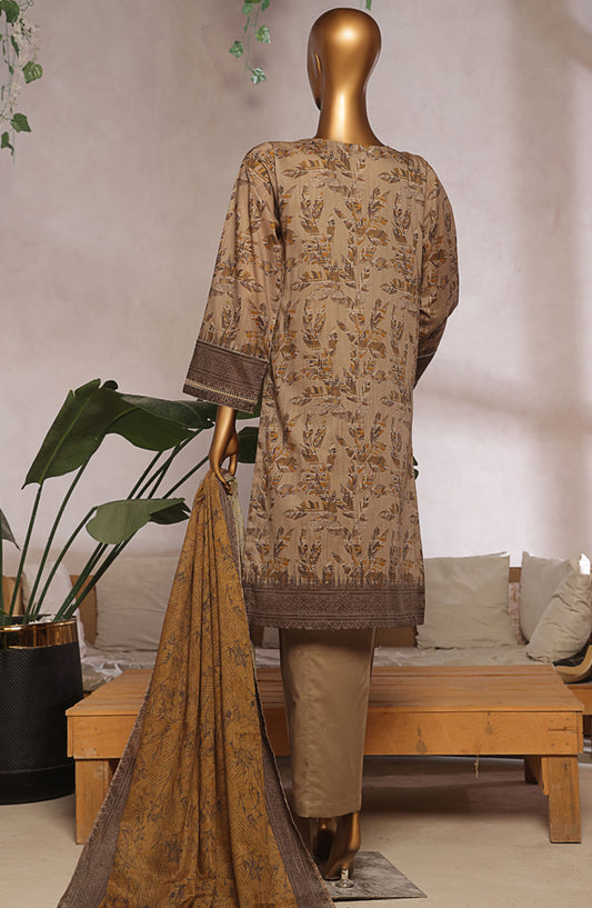 Aashkaaar by HZ Textile Embroidered Lawn Stitched 3 Piece Suit - EPL-3P-005 - HZ25ASHV5 - Beige - Summer Collection