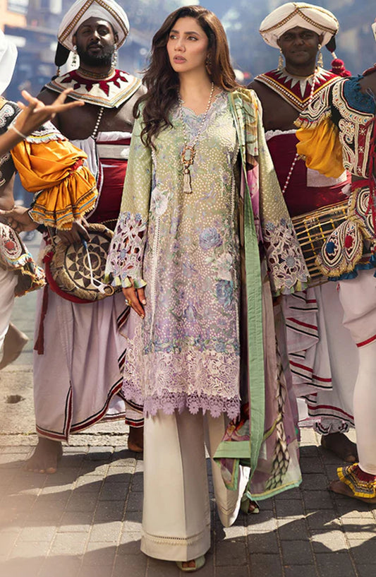 Manaram by Mushq Embroidered Lawn Unstitched 3 Piece Suit - Glittering Grace - MQ25MLL - Green - Summer Collection