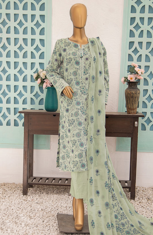 HZ Textile Printed Lawn Unstitched 3 Piece Suit - MBE-1017 - HZ25MEBE - Green - Summer Collection