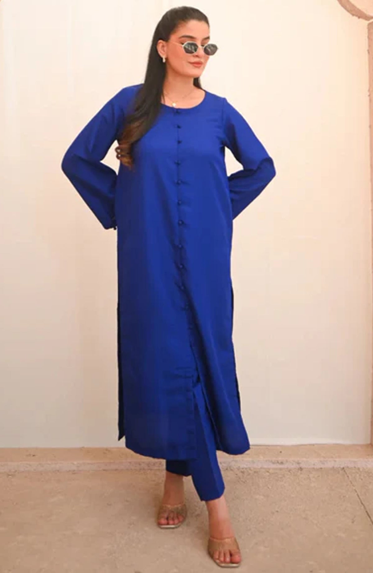 Zauk Casual Raw Silk Stitched 2 Piece Suit - Midnight - ZK25BCS - Blue - Casual Collection