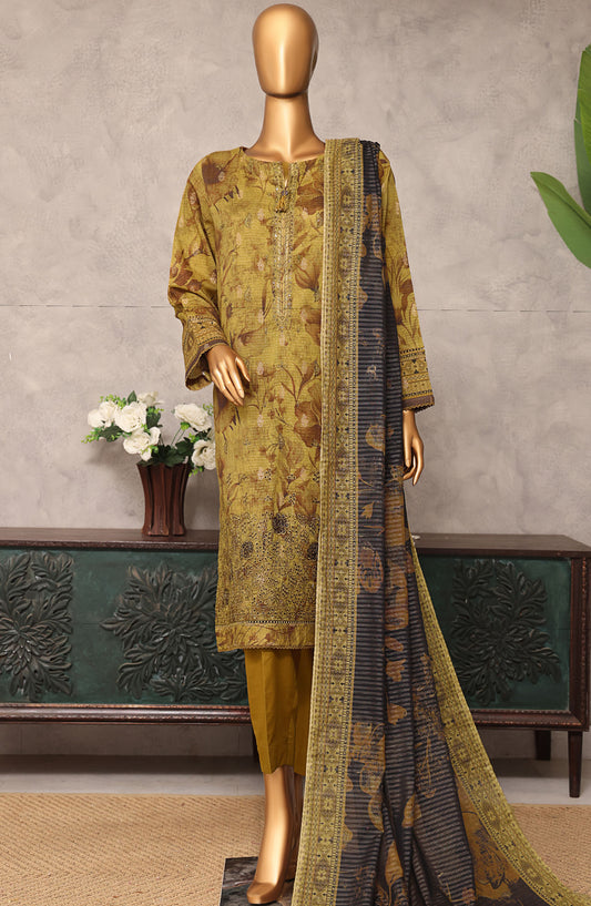 Majestic by HZ Textile Embroidered Lawn Unstitched 3 Piece Suit - MJE-17 - HZ25MJE - Brown - Summer Collection