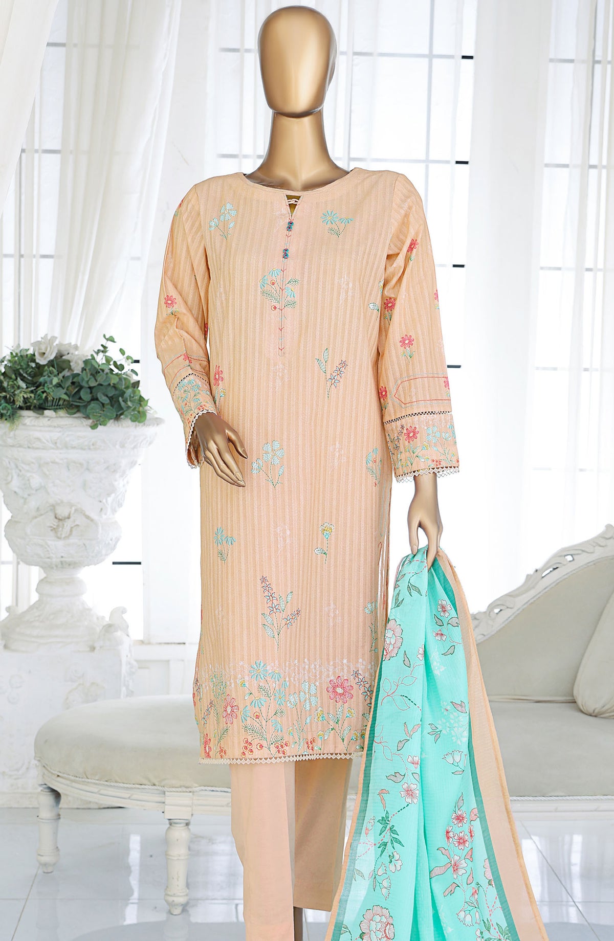 Ninokara by HZ Textile Printed Lawn Unstitched 3 Piece Suit - NP-1174 - HZ25NKP - Peach - Summer Collection