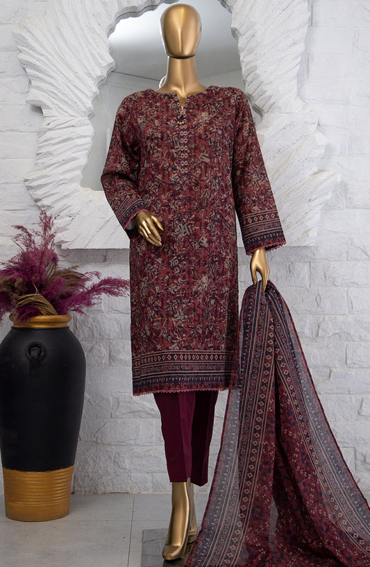 HZ Textile Printed Lawn Unstitched 3 Piece Suit - PPC-205 - HZ25PDPL - Magenta - Summer Collection