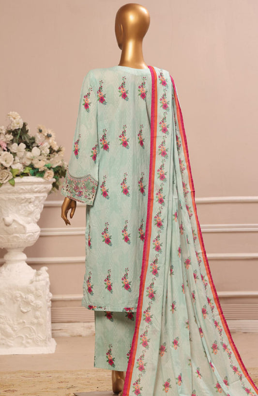 Bin Saeed Embroidered Lawn Stitched 3 Piece Suit - SM-799 - BS25EL3PCV5 - Blue - Summer Collection