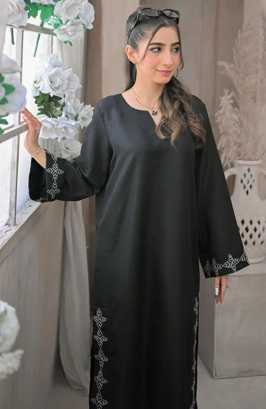 Zauk Rawsilk Stitched 2 Piece Suit - Smoky Black - ZK25FC - Black - Festive Collection