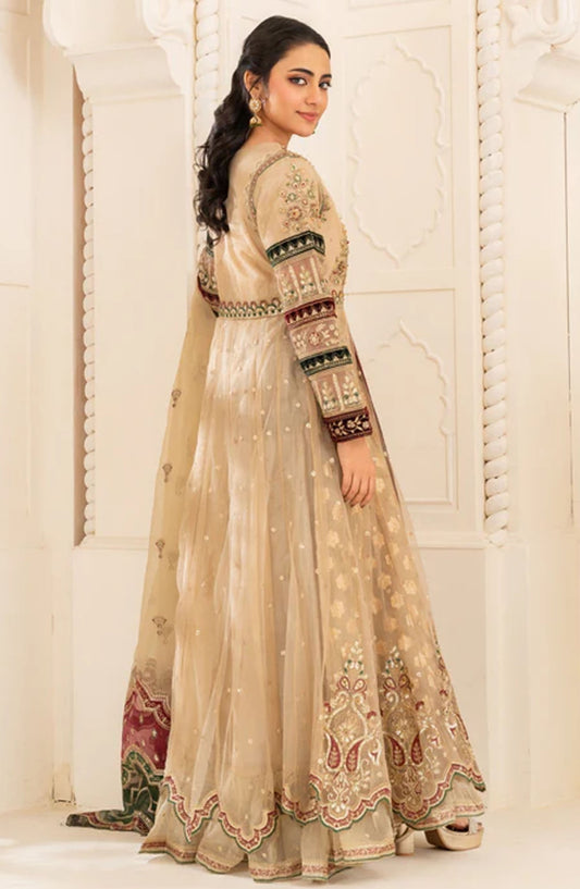 Abrish By Diara Couture Embroidered Net Stitched 3 Piece Suit - US-607 Anarkali - DC25AB - Off White - Formal Collection