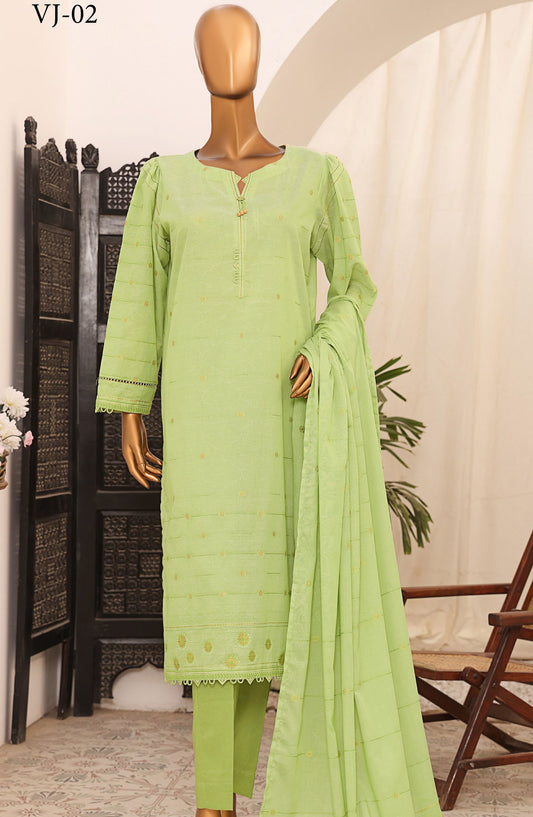 Valencia by HZ Textile Printed Jacquard Unstitched 3 Piece Suit - VJ-02 - HZ25VJ - Green - Summer Collection