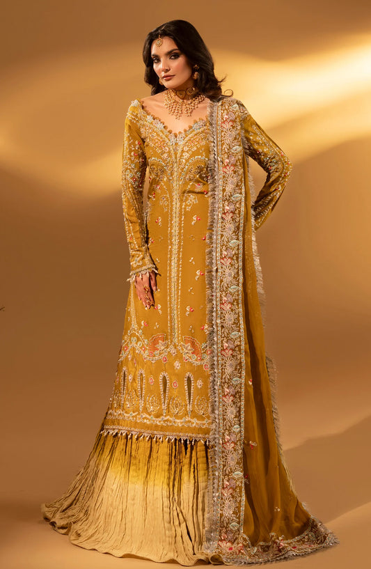 Aylin Luxury Embroidered Raw Silk Unstitched 3 Piece Suit - 06 Mustard Charm - AYL26SL - Mustard - Festive Collection