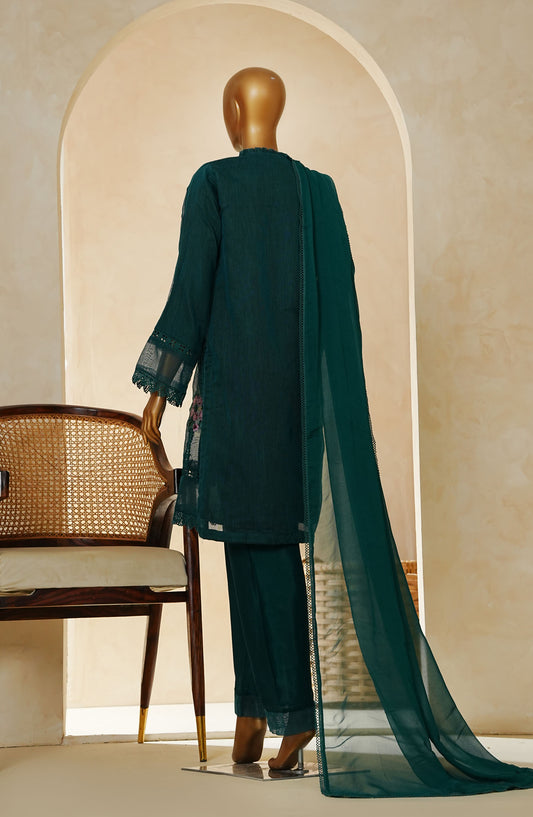 Nyra by Amna Khadija Embroidered Khaddi Net Stitched 3 Piece Suit - AM25NRA - DS BA 03 Kali-B - Green - Festive Collection