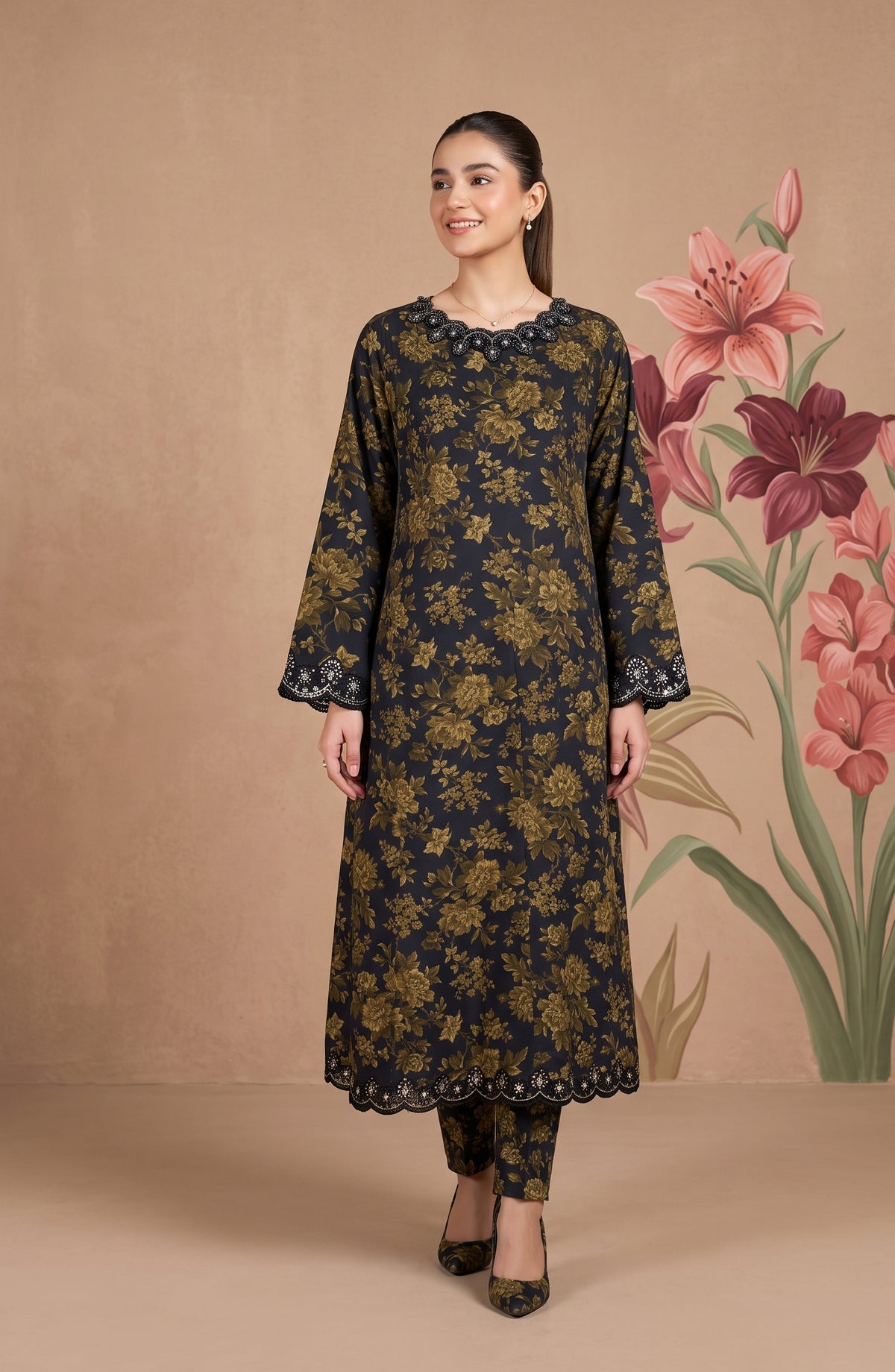 Kashf by Amna Khadija Embroidered Staple Stitched 2 Piece Suit - D-6330 - TF26KF - Green - Fancy Collection