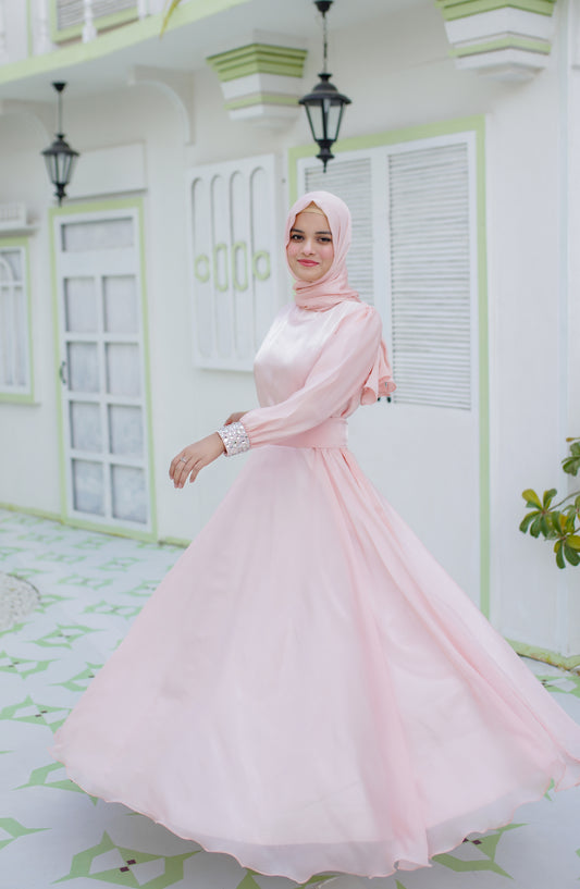 La Khilaba Luxury Wear Printed Lava organza with satin attached inner - Luxe Umbrella Dress Abaya - LKH25LWR - Abaya Collection