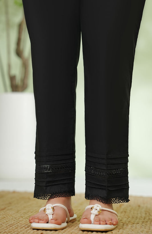 Amna Khadija Fine Cotton Stretchable Trouser - AM25TR - 06 - Black - Casual Collection