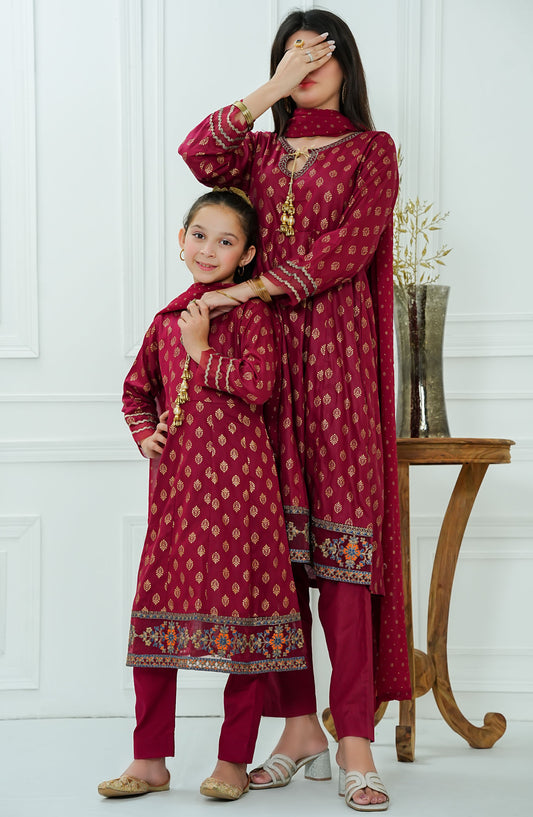 Amna Khadija Embroidered Cotton Stitched 3 Piece Suit - BBMDD-09-M - AK25BNBD2 - Pink - Summer Collection