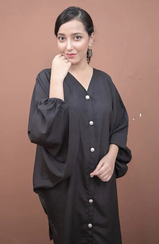 Zauk Casual Polyester Crepe 2 Piece Suit - Charcoal Black - ZK25CC - Black - Casual Collection