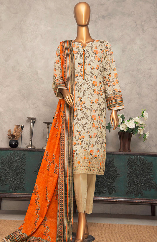 Meenakari by HZ Textile Embroidered Lawn Unstitched 3 Piece Suit - D-247 - HZ25MNK - Beige - Summer Collection