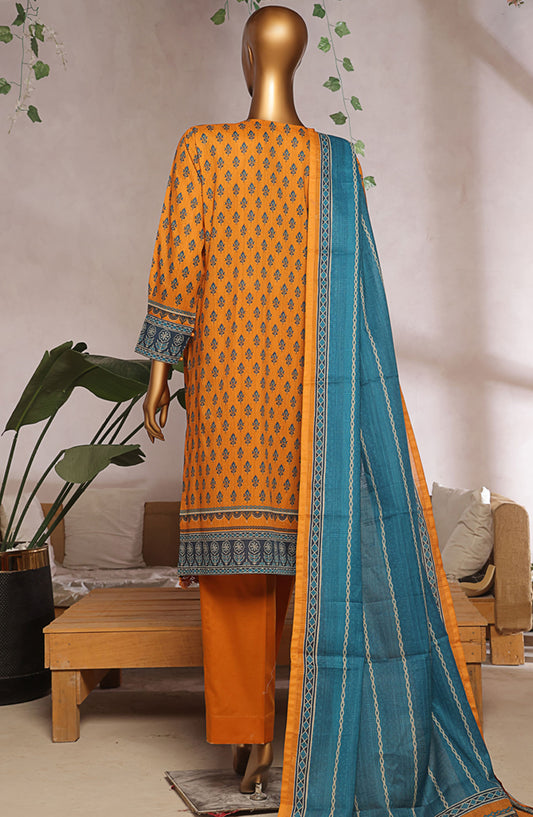 Aashkaaar by HZ Textile Embroidered Lawn Stitched 3 Piece Suit - EPL-3P-002 - HZ25ASHV5 - Mustard - Summer Collection