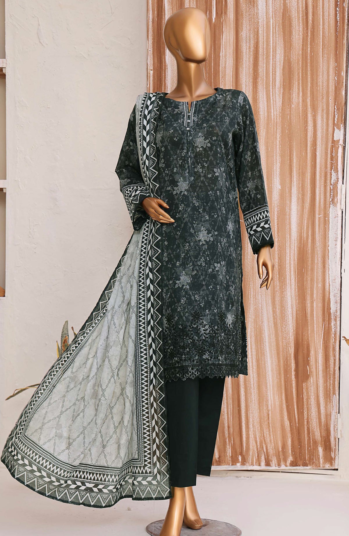 Vital by HZ Textile Embroidered Lawn Unstitched 3 Piece Suit - VEC-118 - HZ25VEBD - Black - Summer Collection