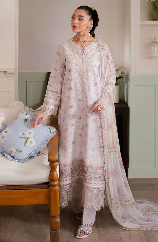 Neeshay Embroidered Lawn Unstitched 3 Piece Suit - Lilac Mist - NSH25SL2 - Purple - Summer Collection