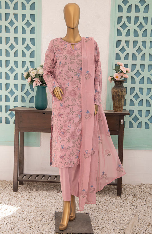HZ Textile Printed Lawn Unstitched 3 Piece Suit - MBE-1019 - HZ25MEBE - Pink - Summer Collection