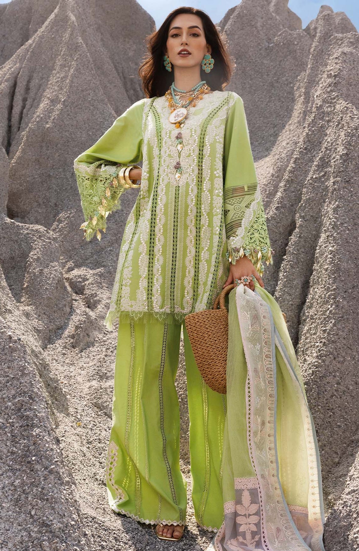 Saira Shakira Embroidered Lawn Unstitched 3 Piece Suit - NADINE-B - SSK25L - Green - Summer Collection