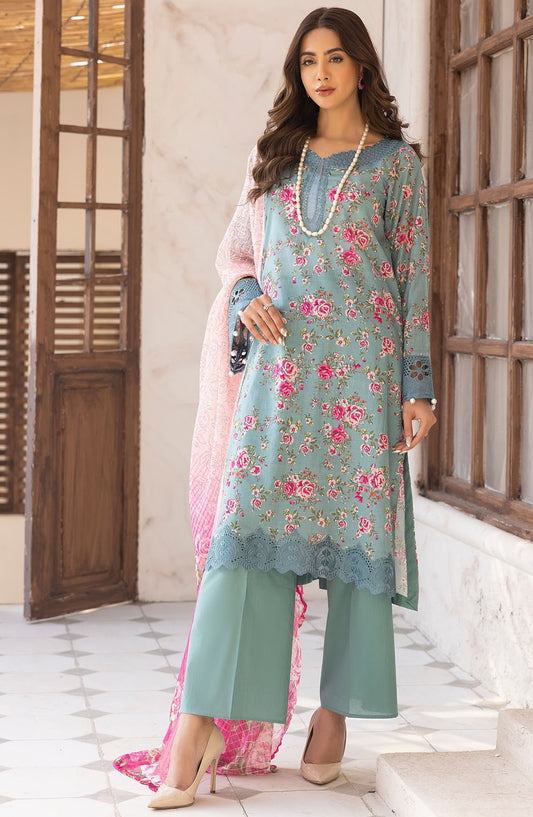 Phoolnagar by NUR Embroidered Lawn Unstitched 3 Piece Suit - NP-06 - NUR25PN - Blue - Summer Collection