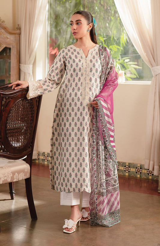 Xenia Embroidered Lawn Unstitched 3 Piece Suit - Annecy A - XF25SA - Off White - Summer Collection