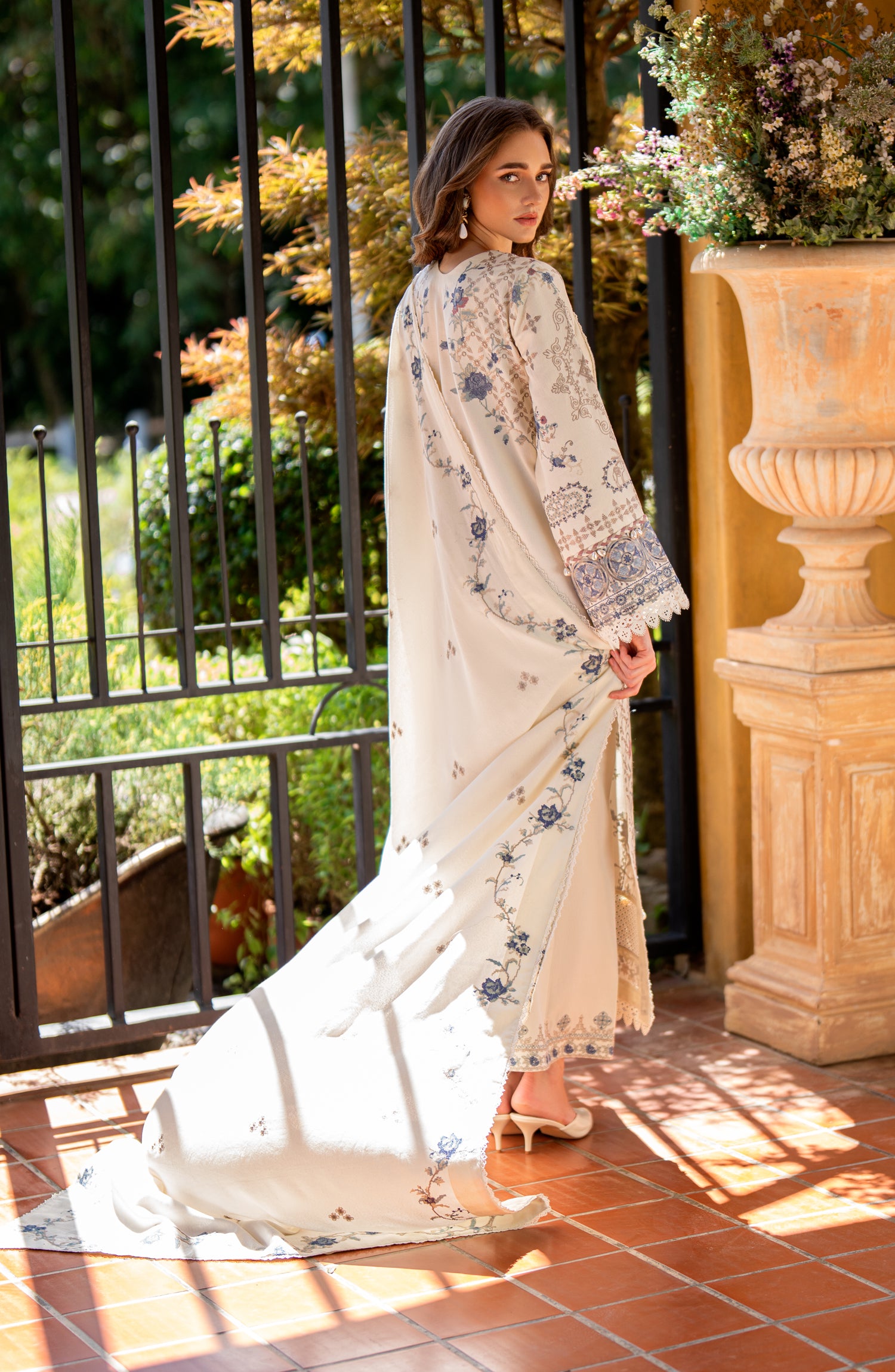 Florent Serenity Embroidered Karandi Unstitched 3 Piece Suit - 07 Aster - FL26SNT - White - Winter Collection