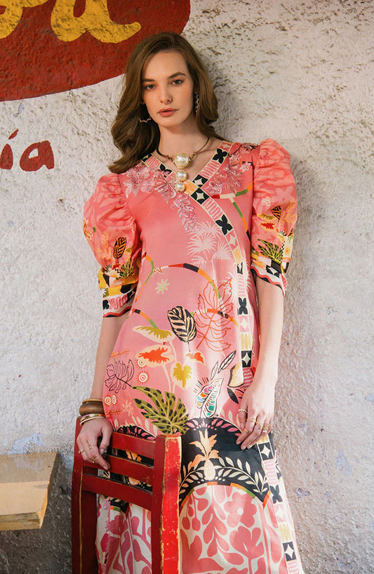 Hemline by Mushq Embroidered Lawn Unstitched 3 Piece Suit - Spring Avenue - MQ25LDHP - Pink - Summer Collection