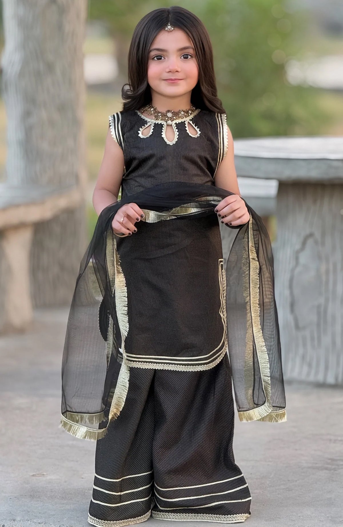 Toddlers 3 Piece Black Lawn Set - 10790-Blk - MOD26MT - Festive Collection