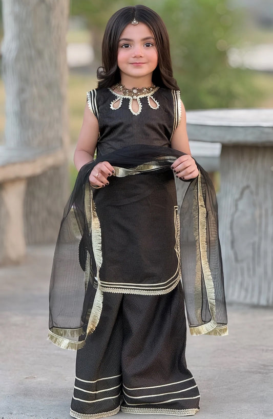 Toddlers 3 Piece Black Lawn Set - 10790-Blk - MOD26MT - Festive Collection