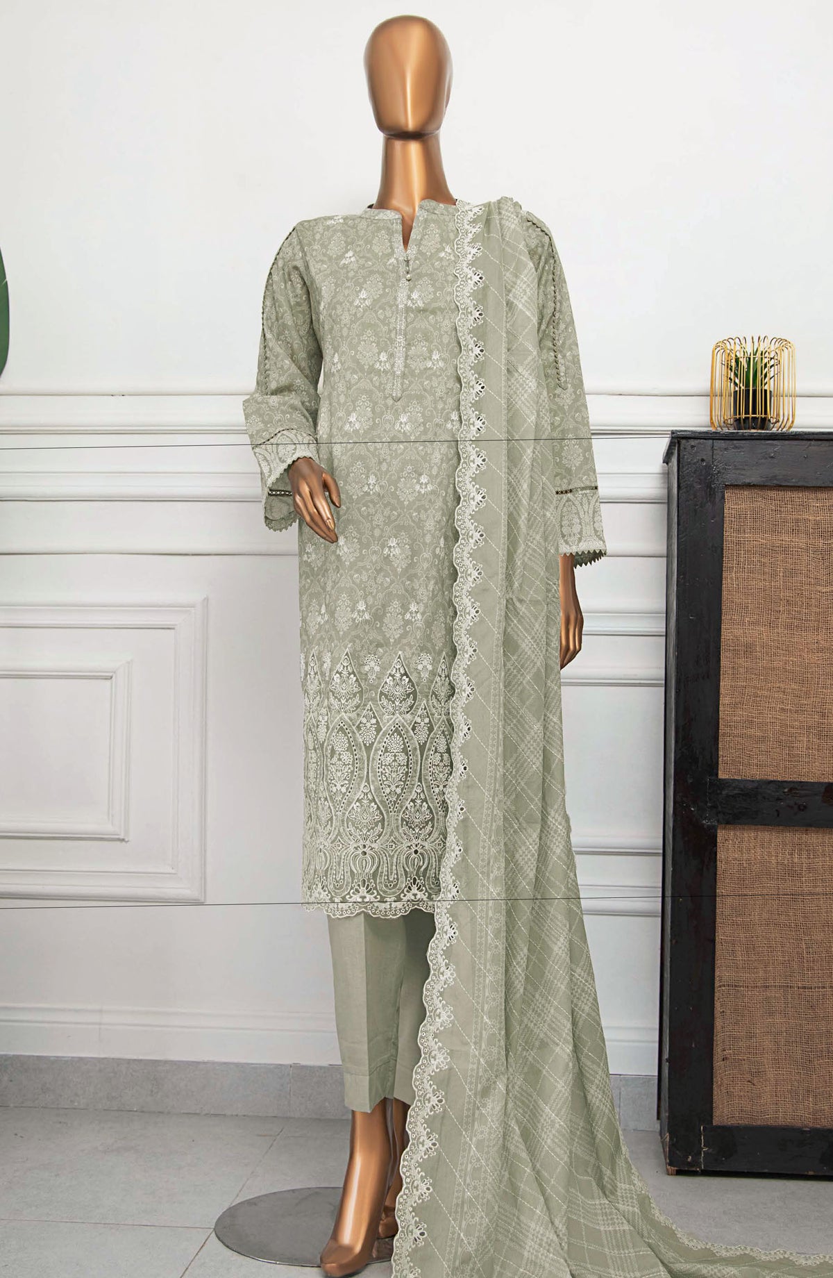 Nakshkari by HZ Textile Embroidered Lawn Unstitched 3 Piece Suit - A-968 - HZ25NE - Grey - Summer Collection
