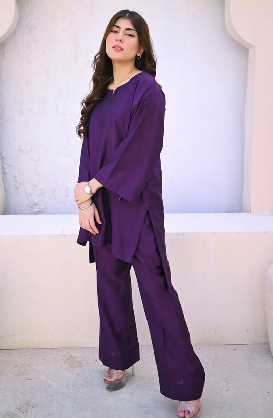 Zauk Casual Khadi Cotton Kurti - Deep Violet - ZK25CC - Purple - Casual Collection