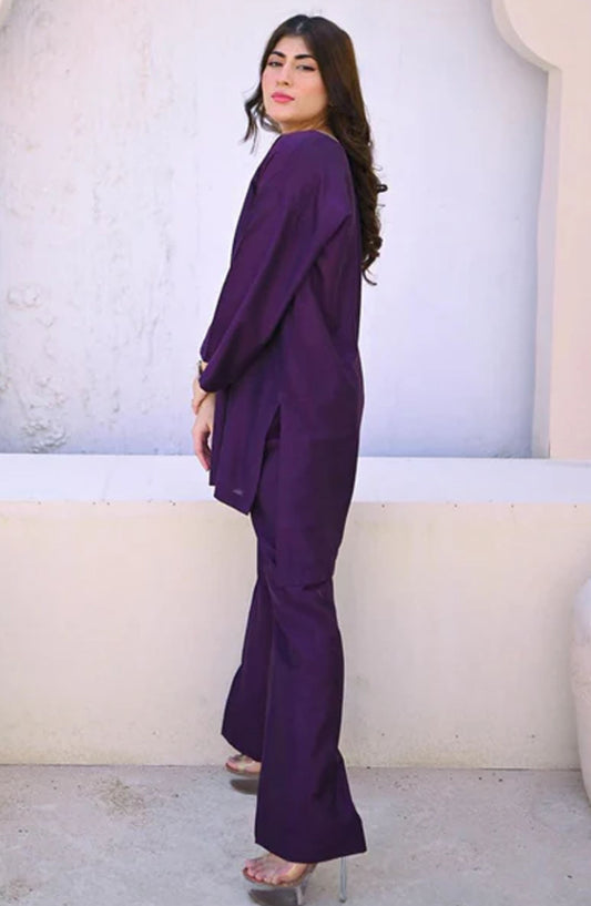 Zauk Casual Khadi Cotton Kurti - Deep Violet - ZK25CC - Purple - Casual Collection