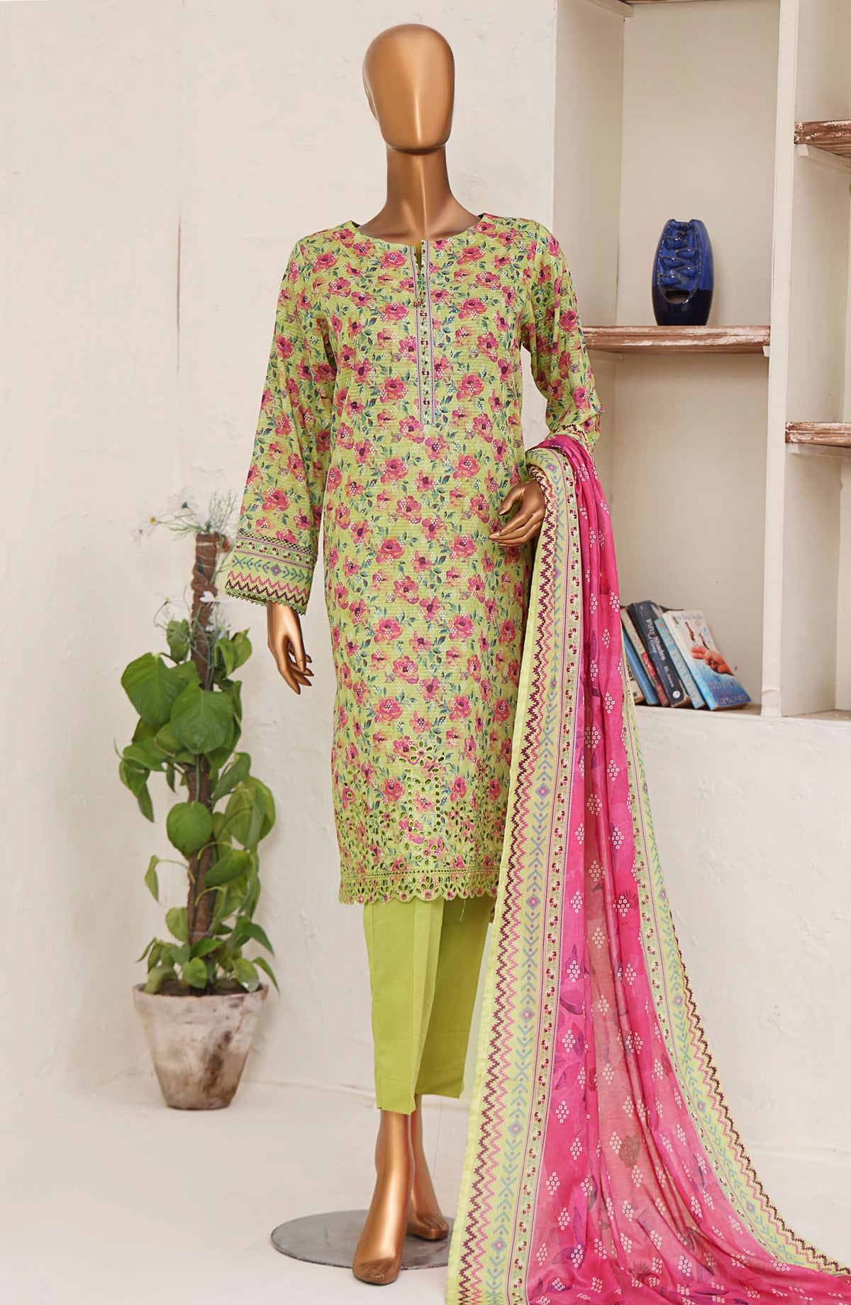 Vital by HZ Textile Embroidered Lawn Unstitched 3 Piece Suit - VEC-114 - HZ25VEBD - Green - Summer Collection