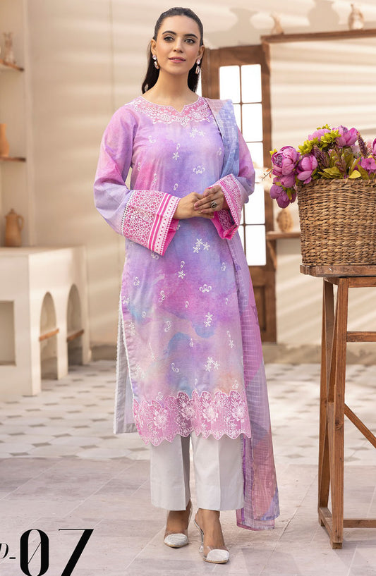 Phoolnagar by NUR Embroidered Lawn Unstitched 3 Piece Suit - NP-07 - NUR25PN - Purple - Summer Collection